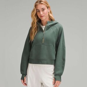 Lululemon RARE dark forest green half zip oversized scuba hoodie w/ gold M/L